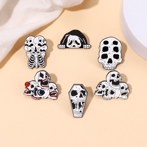 Gothic Schedel Legering Broche Spelden Halloween Kleding Tas Decoratie Punk Horror Badges Emaille Reversspeld Sieraden Cadeau