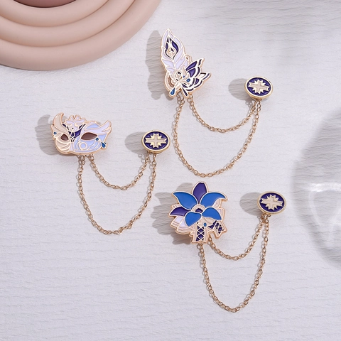 Anime Emaille Legierung Kette Brosche Pin Fantasie Stil Kreatur Blume Maske Soziale Batterie Schiebepin Tasche Schmuck