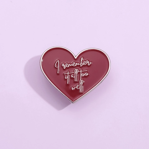 Pin de Esmalte Corazón Letras Música Insignia Retro Rojo Plata Aleación Broche Para Ropa Bolsos Accesorios Decorativos Regalo Fans Música