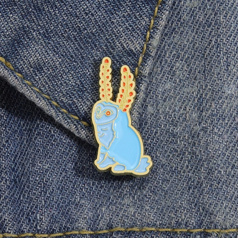 Spilla in Smalto Creativa a Forma di Coniglio Blu in Lega Verniciata per Decorazione di Vestiti Borse Zaino Gioiello Regalo