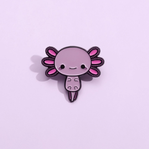 Süße Cartoon Axolotl Emaille Pin Legierung Tier Brosche Lila Rosa Axolotl Abzeichen Für Rucksack Kleidung Dekor Zubehör Für Kinder Teens