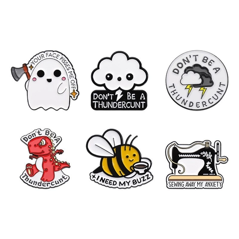 Funny Cartoon Alloy Enamel Brooch Pin Ghost Bee Dinosaur Pattern Creative Painted Jewelry Accessory For Clothing Backpack Bag