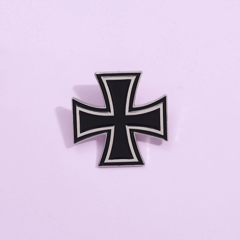 Spilla a Forma di Croce di Ferro in Lega Vintage Smalto Nero Stile Militare Distintivo Souvenir Gioielli per Uomo Donna Decorazione Abbigliamento