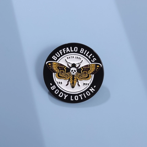 Retro Round Alloy Brooch Death Head Moth Pin Horror Movie Peripheral Buffalo Bill Body Lotion Badge For Jacket Accessory
