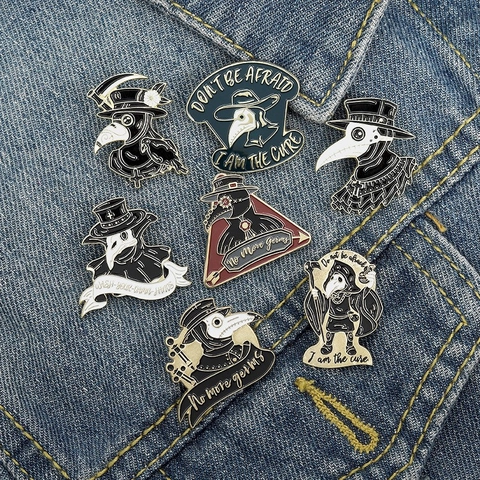 Gotische Pestdoktor Rabe Emaille Pin Legierung Brosche Abzeichen Für Denim Jacke Rucksack Halloween Schmuck Für Damen Herren