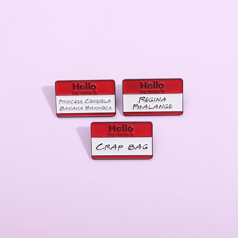 Legierung Emaille Brosche Pin Personalisiertes Namensschild Design Lustige Charakternamen Schmetterling Schleife Motiv Modeschmuck Zubehör