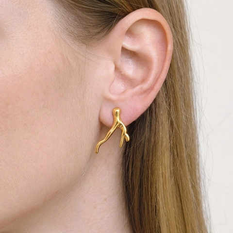 Branch Ohrstecker 304 Edelstahl Vergoldet Hypoallergen Wasserdicht Geometrische Zweig Schmuck Für Damen