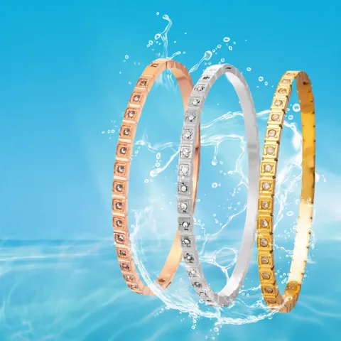 Brazalete Minimalista de Acero Inoxidable Con Pavé de Strass para Mujer Joyas Geométricas Bañadas en Oro Plata Rosa