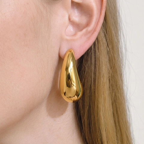 Stainless Steel Teardrop Stud Earrings Mirror Polished Chunky Bean Minimalist Geometric Waterproof Hypoallergenic Jewelry