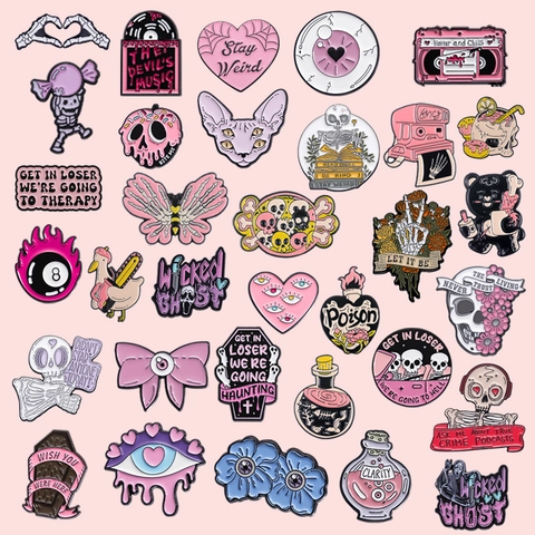 Spilla in Smalto Gotico Spille Gotico Halloween Teschio UFO Bottiglia di Pozione Spilla in Lega per Zaino Abbigliamento Decorazione Regalo