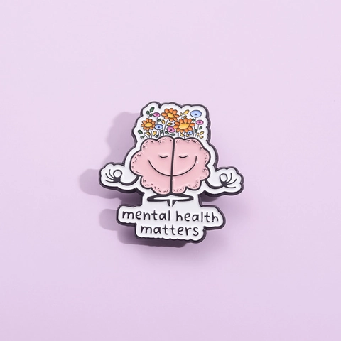 Mental Health Matters Enamel Pin Creative Brain Flower Alloy Brooch Personality Badge Decor For Backpack Clothing Unisex