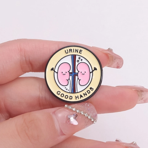 Pin en Émail Rein Dessin Animé Humour Médical Badge en Alliage Laqué Broche pour Infirmière Médecin Vêtements Cadeau