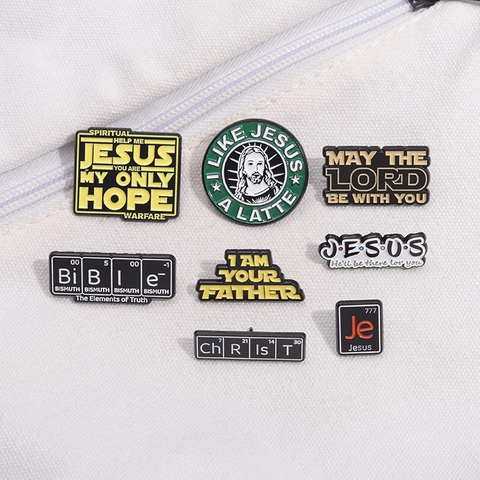 Creative Enamel Alloy Brooches Jesus Parody Letter Pins Pop Culture Inspired Metal Badge For Clothing Backpack Accessories