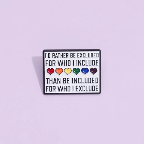 Motivational English Quote Rainbow Heart Alloy Brooch Enamel Pin Badge Personalized Inclusive LGBTQ Pride Jewelry Accessory