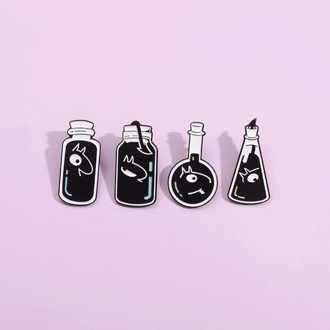 Cartoon Cat Magic Potion Bottle Enamel Pin Alloy Badge Personality Cute Backpack Clothing Decor Brooch For Men Women
