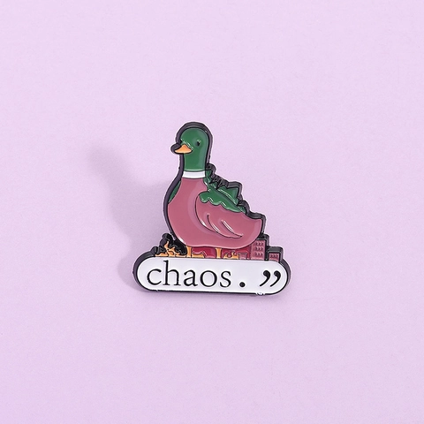 Creative Alloy Enamel Chaos Duck Brooch Pin Green Headed Duck Burning City Badge Jewelry Gift For Women Men Unisex