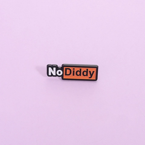 Trendy Alloy Enamel Brooch Pin Creative Cartoon Letter No Diddy Badge Accessory For Clothing Decor Unisex Jewelry Gift