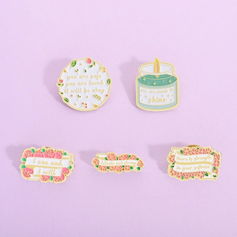 Motivational Enamel Pin Cute Floral Alloy Brooch Badge For Clothing Bag Accessories Delicate Strong Metal Jewelry