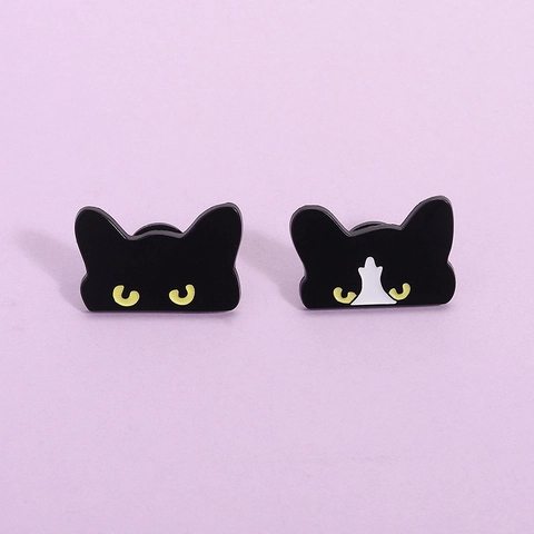 Simpatica Spilla a Forma di Testa di Gatto Nero in Smalto Creativa Spilla in Lega a Forma di Animale per Vestiti Zaino Decorazione Regalo