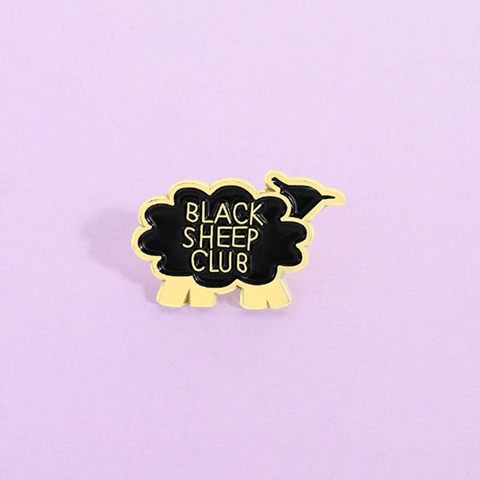 Black Sheep Club Enamel Pin Cartoon Animal Brooch Badge For Clothes Bag Hat Alloy Lapel Pin Fashion Accessory Jewelry Gift