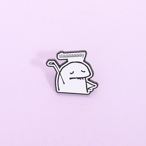 Lustige Cartoon Strichmännchen Emaille Pin Slaaaaaaaay Buchstabe Legierung Brosche Für Rucksack Kleidung Unisex Minimalistische Badge