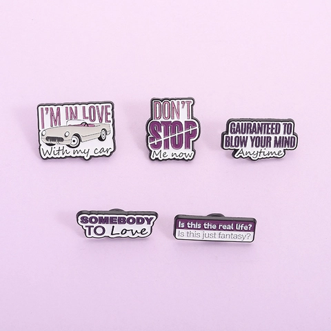 Rock Music Enamel Pin Queen Band Lyrics Brooch Alloy Badge For Clothes Backpack Personality Jewelry Gift For Music Fans