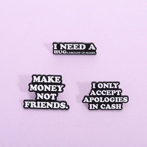 Épingle en Émail Citation Humoristique Argent Alliage Broche Badge Lettrage Amusant pour Veste en Jean Sac à Dos Accessoire Bijoux Hommes Femmes