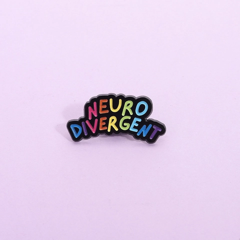 Spilla Smaltata Con Lettere Arcobaleno Neurodivergent Lega Distintivo In Metallo Nero Per Giacca Di Jeans Zaino Gioielli Unisex