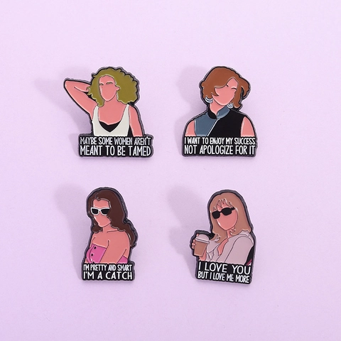 Broche en Émail Personnage de Mode pour Femmes Filles Badge en Alliage Inspiré du Cinéma Dessin Animé Métal Bijoux de Revers Cadeau