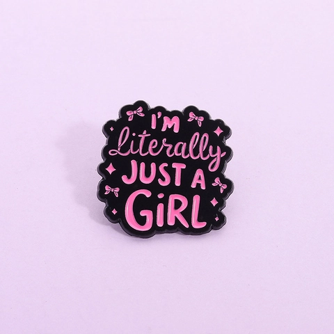 Leuke Cartoon Zinklegering Emaille Pin Roze Just A Girl Slogan Badge Met Strik Sterren Esthetische Reversspeld Voor Kleding