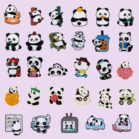 Simpatica Spilla in Smalto Panda Cartone Animato Spilla in Lega per Uomo Donna Creativa Animale Distintivo Gioielli Zaino Accessorio Abbigliamento