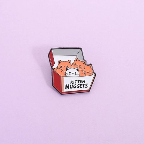 Kreative Cartoon Kitten Nuggets Emaille Brosche Pin Süße Orange Katze Fast Food Box Zinklegierung Abzeichen Für Kleidung Rucksack