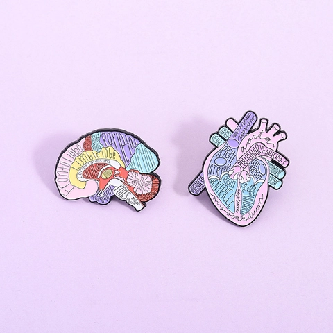 Kreative Anatomie Gehirn Herz Emaille Brosche Pin Medizinische Zinklegierung Revers Pins Cartoon Organ Abzeichen Geschenk Für Krankenschwester Arzt Schmuck