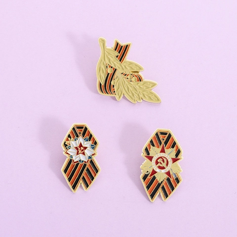 Retro Sovjet-stijl Sint-Jorislint Militaire Medaille Badge Voor Unisex Zinklegering Emaille Herdenking Russische Patriottische Broche Pin