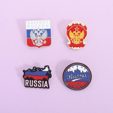 Spilla Smaltata a Tema Russia Distintivo Patriota Mappa della Russia Aquila Bicefala Spilla in Metallo per Vestiti Zaino Cappello Arredamento Regalo