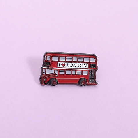 Creativa Spilla in Smalto Autobus Rosso di Londra a due Piani I Love London Distintivo in Lega di Zinco per Vestiti Zaino Unisex Souvenir