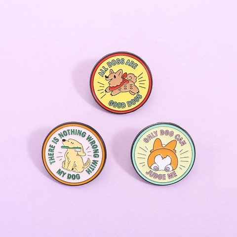 Cute Cartoon Dog Enamel Pin Badge Zinc Alloy Animal Brooch Funny Corgi Golden Retriever Lapel Pin For Backpack Jacket Jewelry Gift