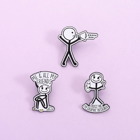 Juego Broches Esmalte Figura Palo Divertido Aleación Minimalista Diseñador Gráfico Para Mochila Ropa Decoración Joyería Unisex