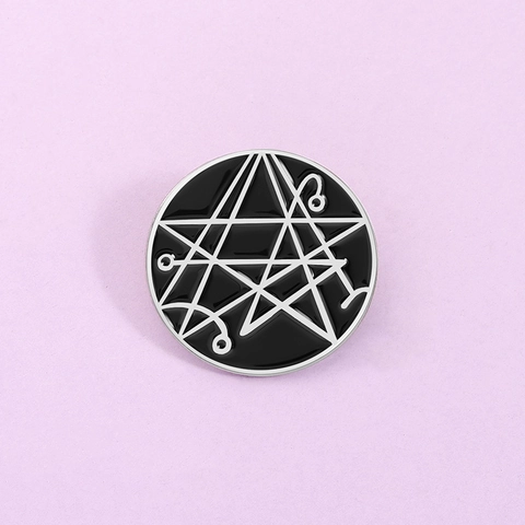 Round Enamel Pin Mystery Sigil Zinc Alloy Badge For Clothing Bag Decoration Gothic Geometric Brooch For Men Women