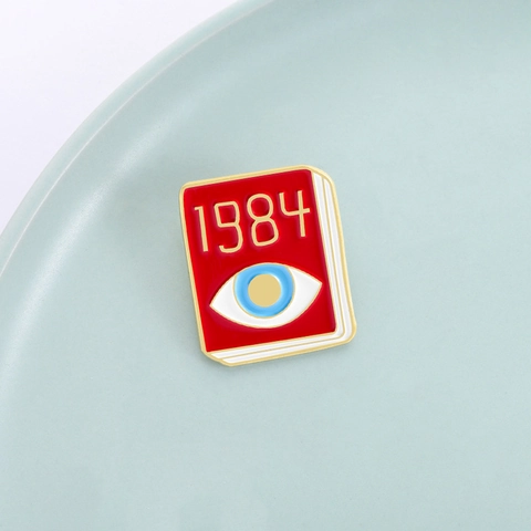 Red Book Enamel Pin 1984 Literary Theme Zinc Alloy Badge Brooch With Eye Pattern For Clothing Bag Decoration Gift