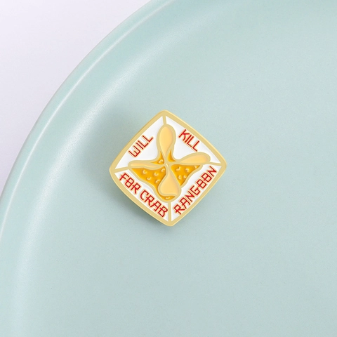 Divertente Spilla in Smalto Crab Rangoon in Lega di Cibo Per Zaino Abbigliamento Giacca Distintivo Creativo Accessori Gioielli Unisex