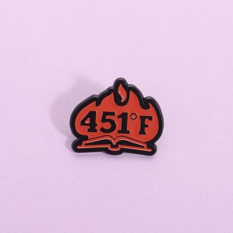 Épingle en Émail Littéraire Fahrenheit 451 Alliage de Zinc Flamme Livre Broche Créative Dessin Animé Badge Bijoux Cadeau