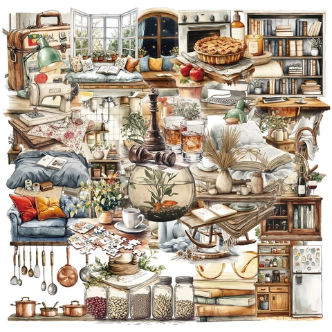 Ästhetische Heimkunst Transparente PET Aufkleber Aquarell Lifestyle Decals Wasserdicht DIY Journal Scrapbook Dekorative Aufkleber