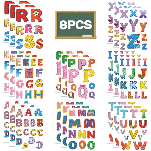 Autocollants de Lettres de l'Alphabet en PVC Étanche Décalcomanies Alphabet Colorées pour Enfants DIY Scrapbooking Décoration