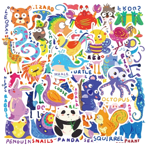 Adesivi Impermeabili a Cartoni Animati Alfabeto Inglese in PVC Opaco Graffiti per Laptop Chitarra Valigia Fai da Te Scrapbooking