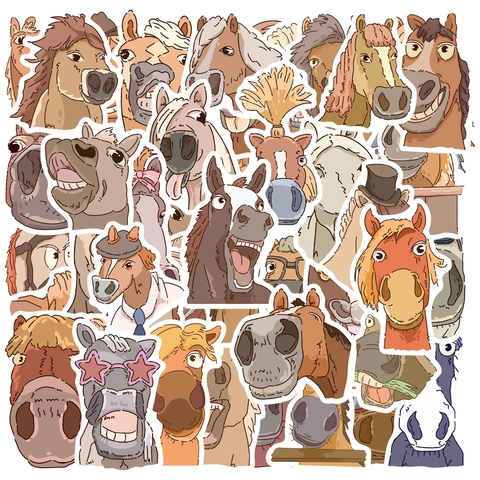 Funny Cartoon Horse Sticker Pack Waterproof PVC Abstract Animal Decals For Luggage Laptop Suitcase Scrapbooking Decoration Journaling Accessories