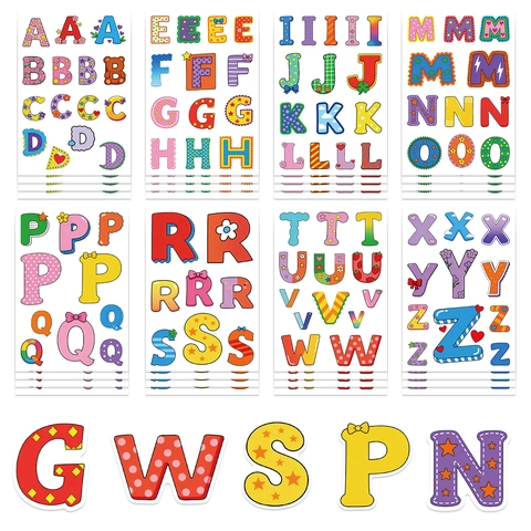 Adesivi per Lettere dell'Alfabeto a Cartoni Animati Colorati in PVC Impermeabile Riutilizzabile Decalcomanie Fai-da-te per Bambini