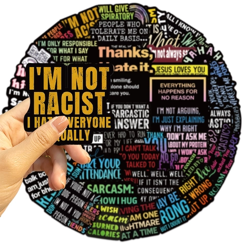 Confezione di Adesivi Graffiti con Citazioni Sarcastiche per Bottiglie d'Acqua Laptop Skateboard Taccuino Impermeabile PVC Vinile Slogan