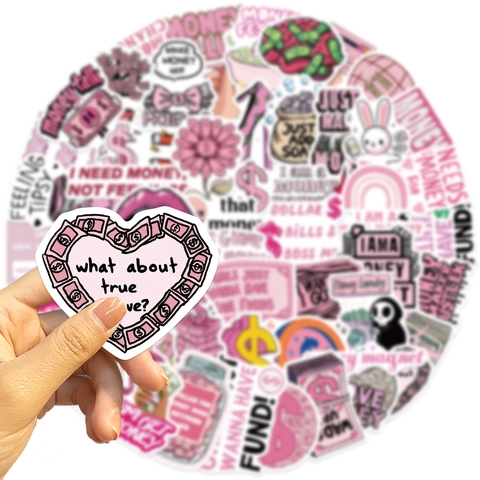 Adesivi Soldi Rosa Simboli Dollaro Cartone Animato Cuore Calamita Soldi Impermeabile PVC Decalcomanie per Laptop Bottiglia Cellulare