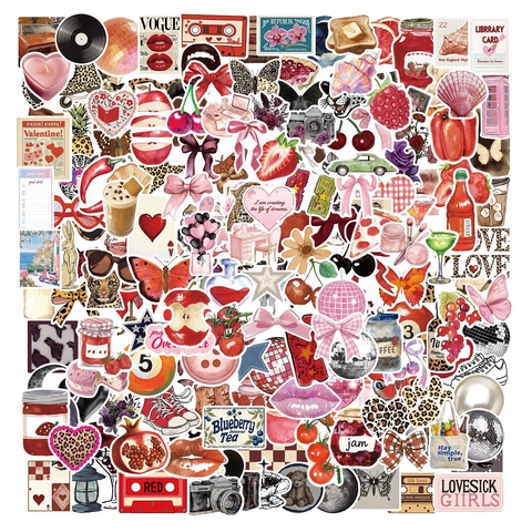 Y2K Aesthetic Waterproof Stickers Vintage Vinyl Graffiti Decals For Laptop Suitcase Water Bottle Scrapbooking Journal Decorative Accessories